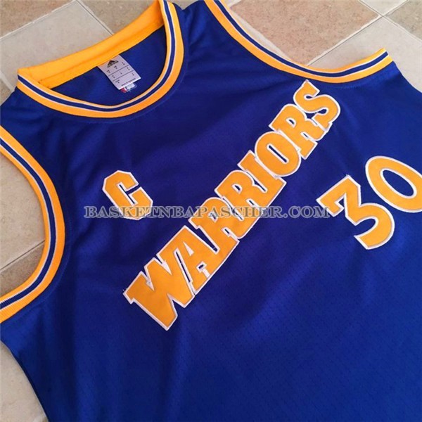 Maillot Authentique Retro Golden State Warriors Curry Bleu